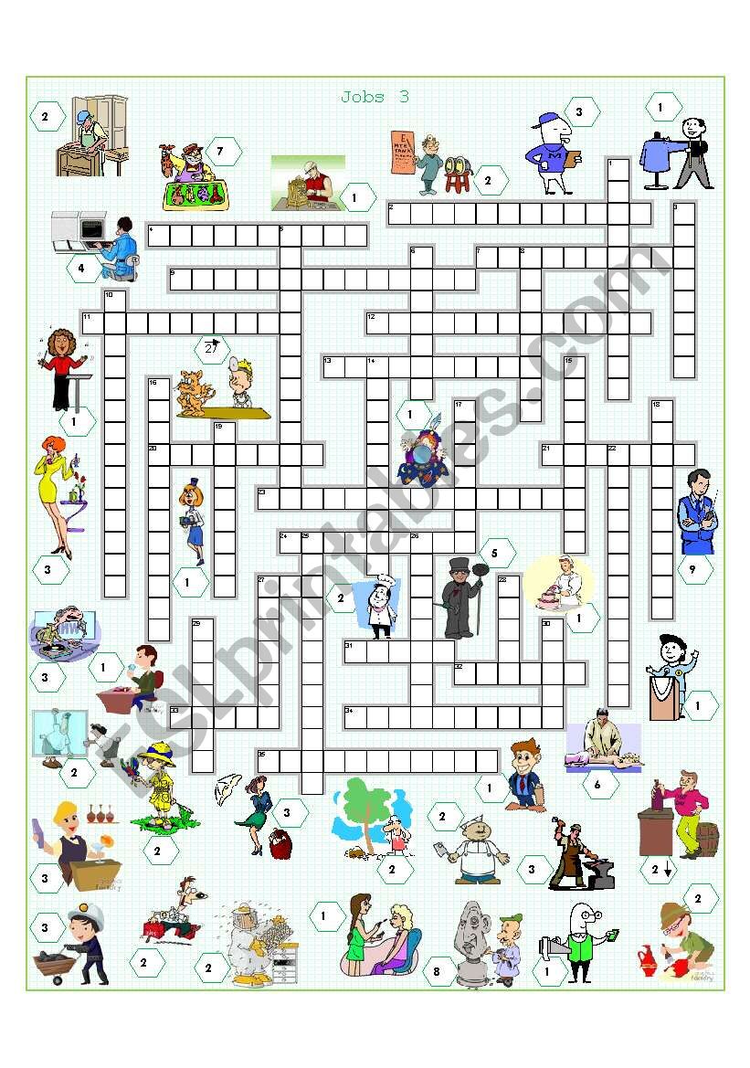 Jobs crossword 3 worksheet