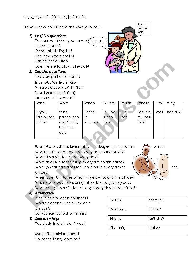 Question sentences worksheet