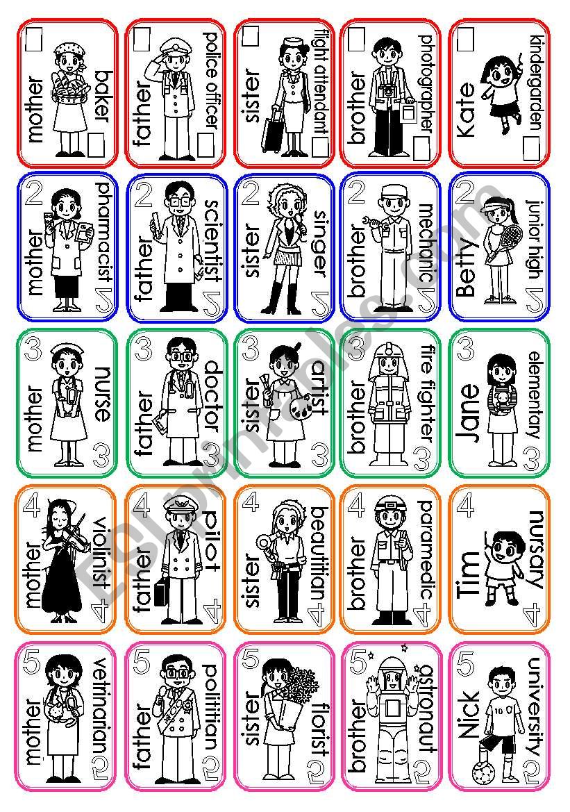 family card set(1/2) worksheet