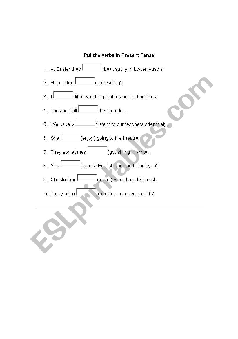 present simple worksheet
