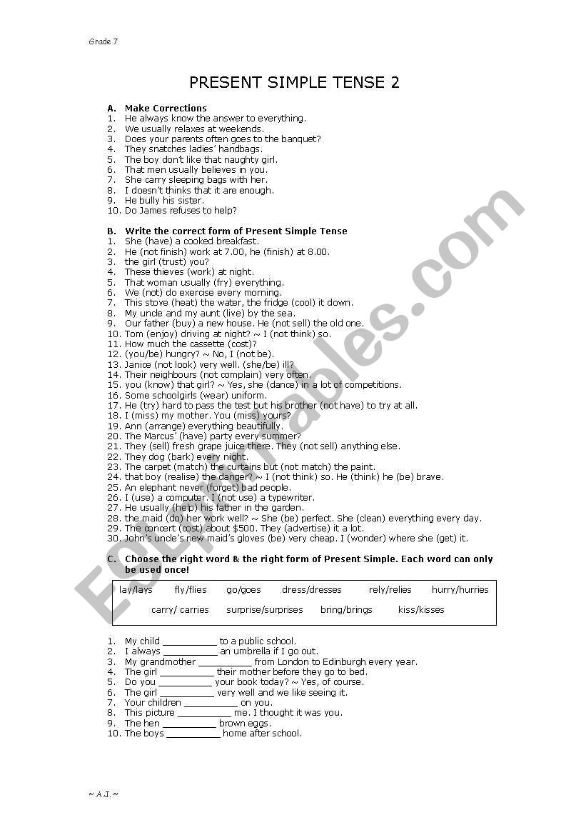 Simple Present Tense worksheet