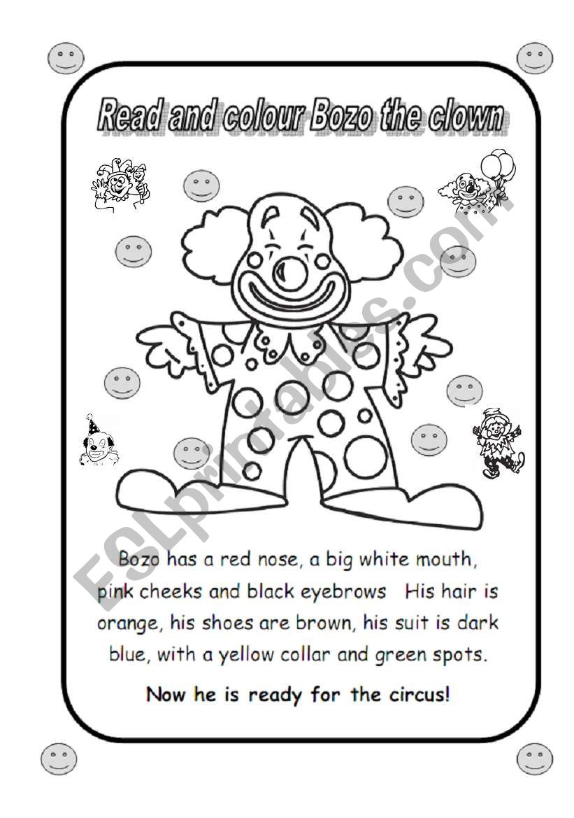 Bozo has a red nose worksheet