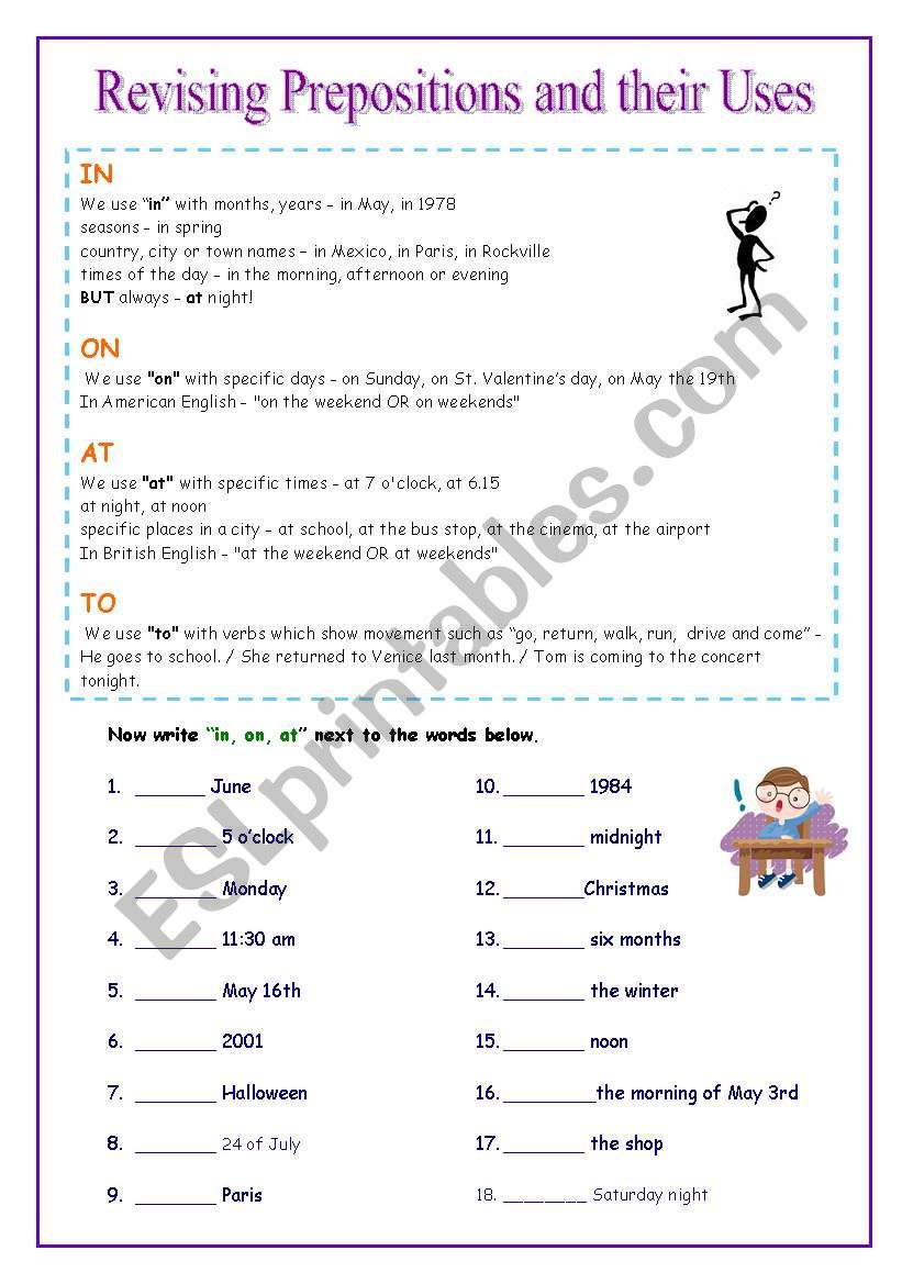 Revising Prepositions and their Uses - Short Description included.