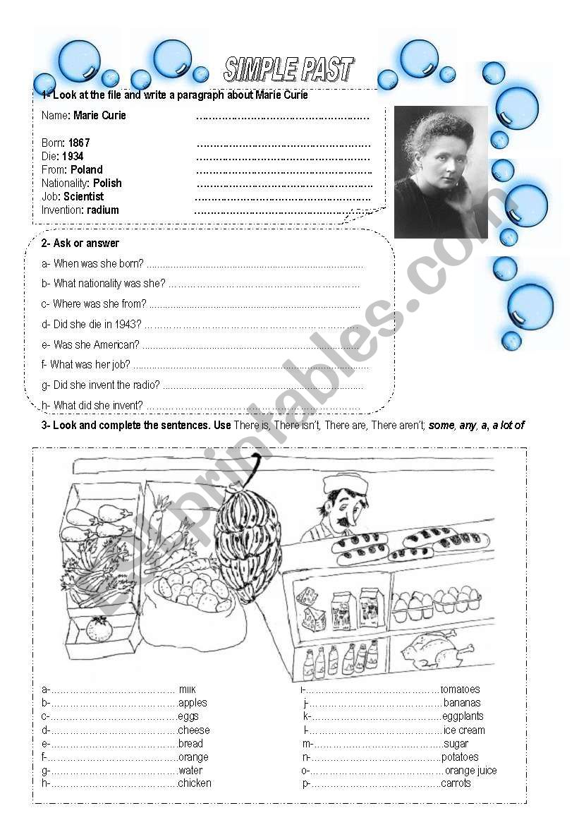 SIMPLE PAST (2 PAGES) worksheet