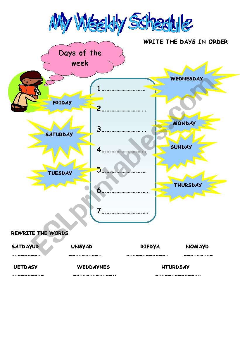 My Weekly Schedule worksheet