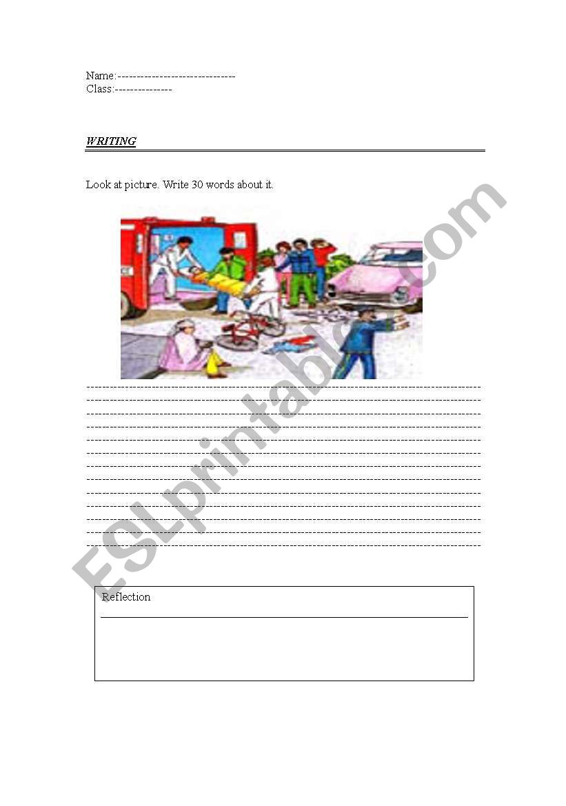describe a picture - writing worksheet