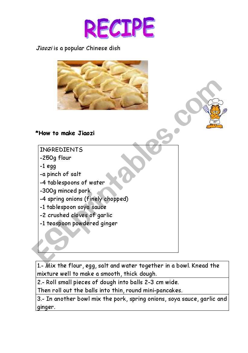 Chinese Recipe worksheet