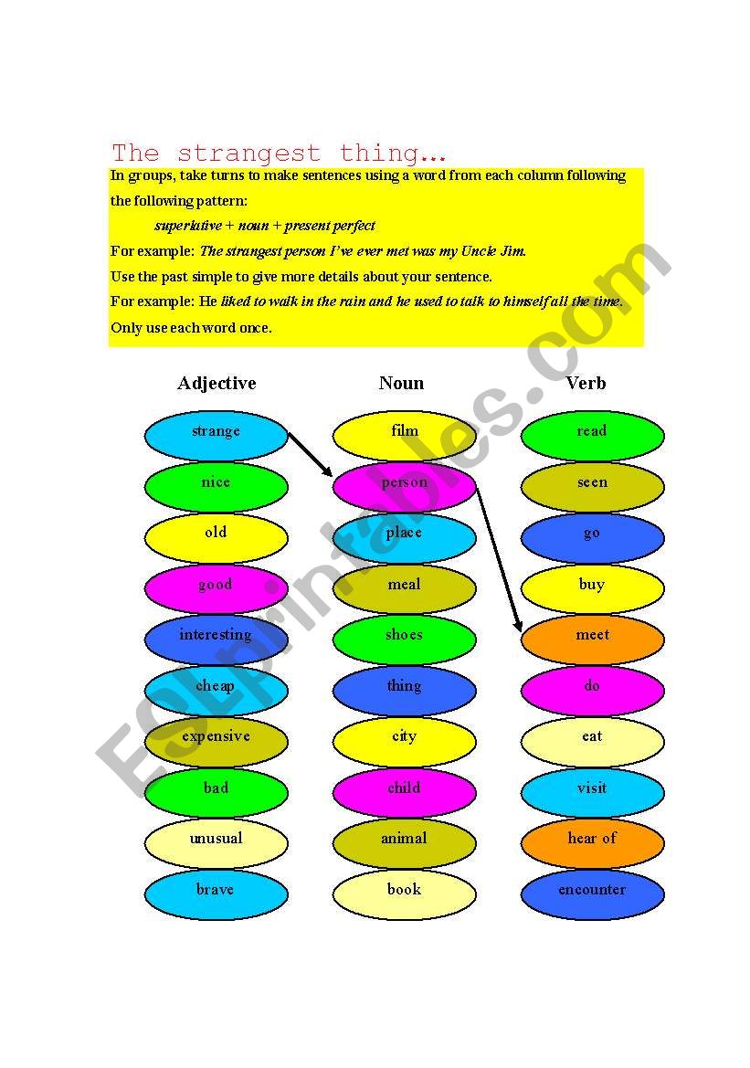 The Strangest Thing... worksheet