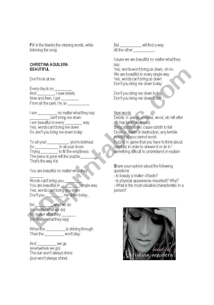 Song: Beautiful by Christina Aguilera