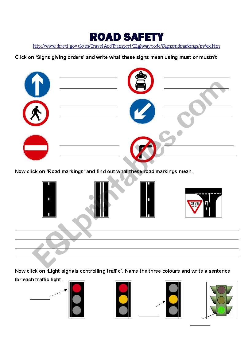 Road Safety worksheet