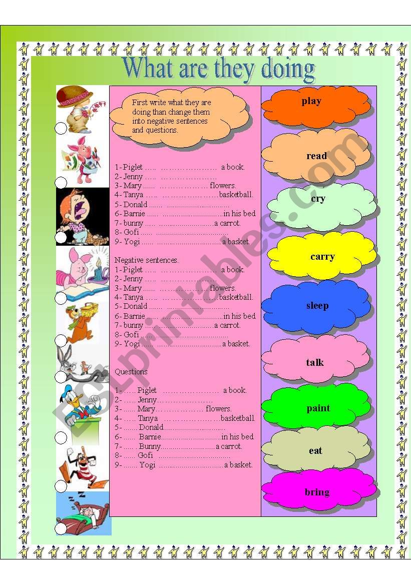 present continuous tense worksheet