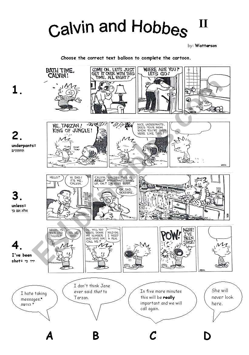 Calvin and Hobbes II worksheet