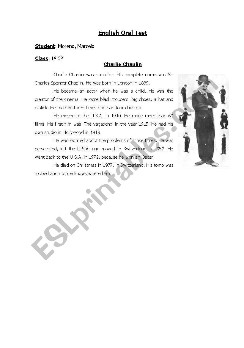 charlie chaplin worksheet