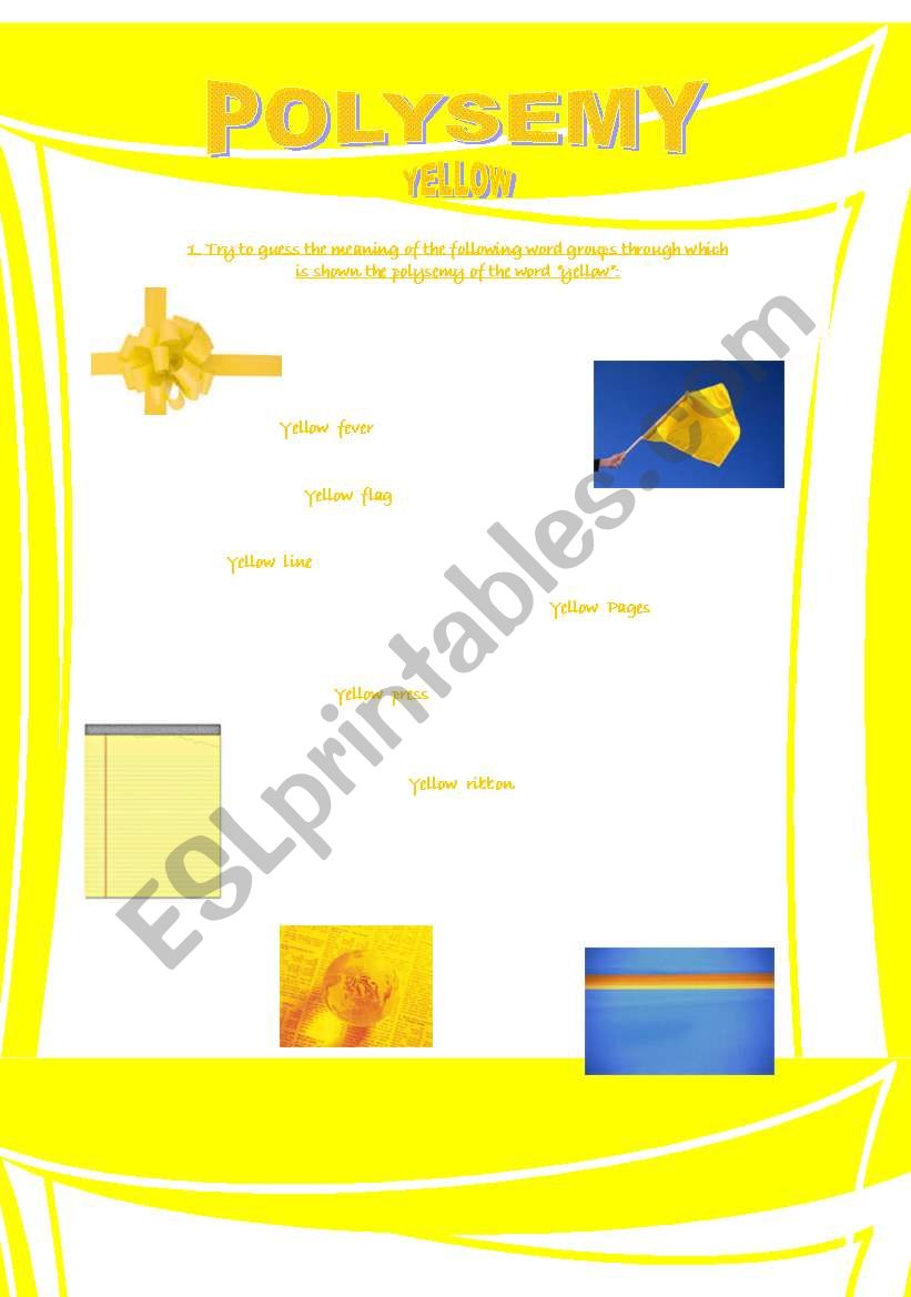 Polysemy - Yellow worksheet