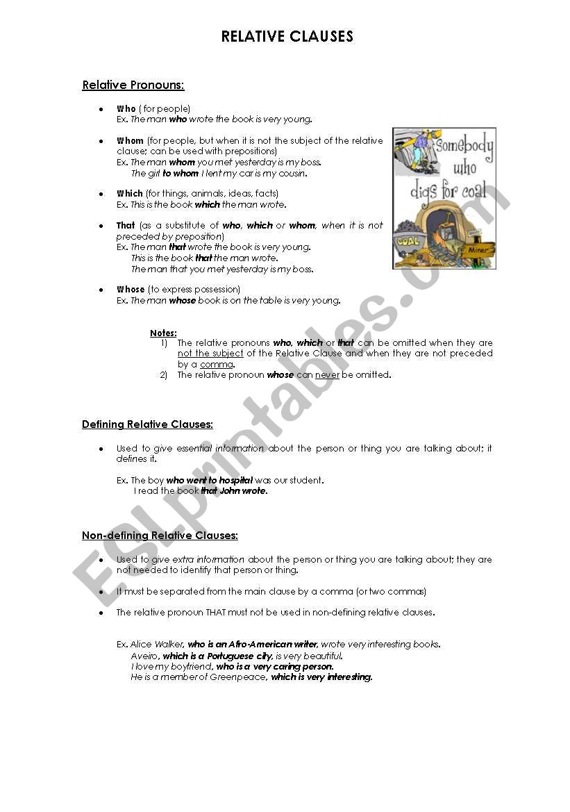 Relative Clauses worksheet