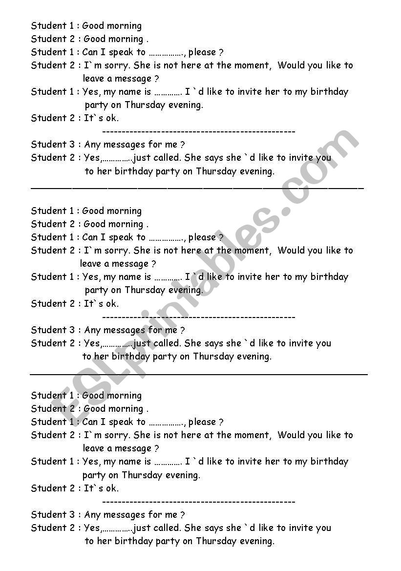 Conversation worksheet