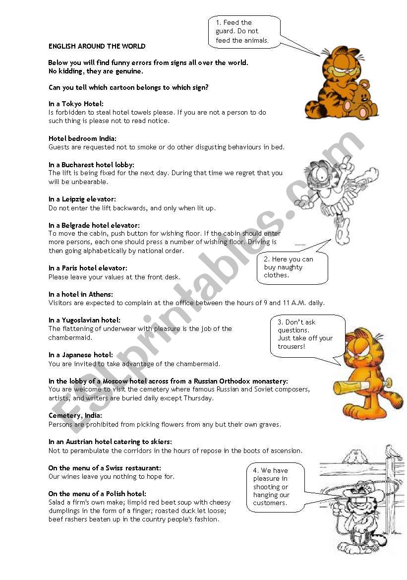 Funny mistakes on signs worksheet
