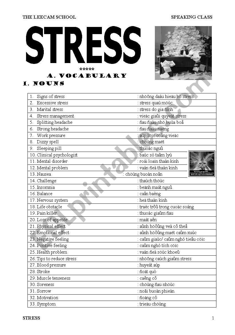 Stress worksheet