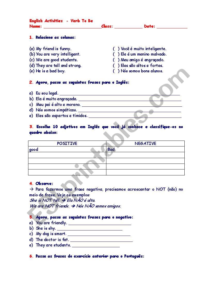 Verb to be - worksheet worksheet