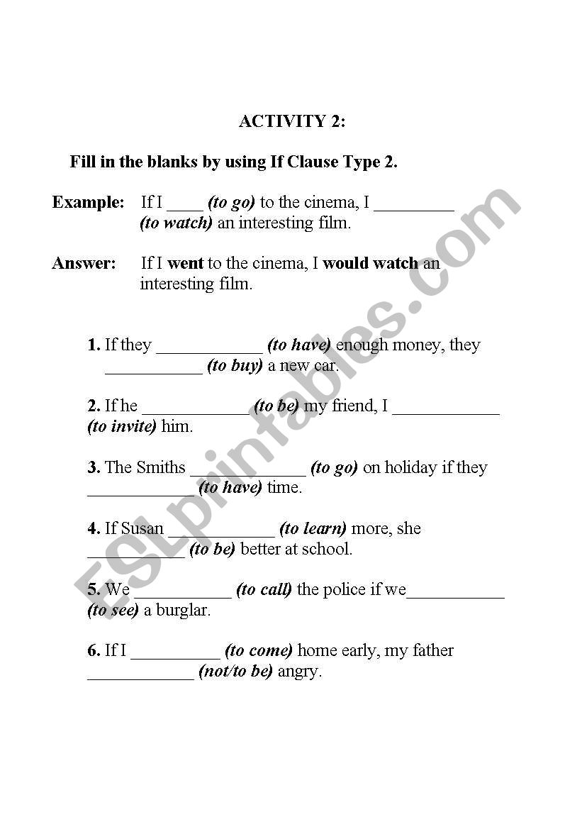 If Clause worksheet