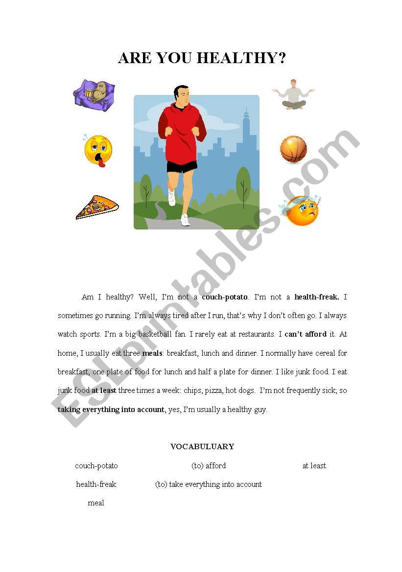 ARE YOU HEALTHY? worksheet