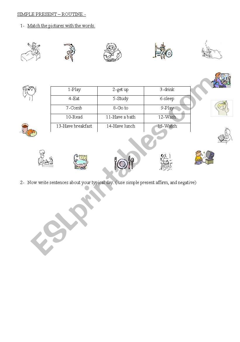 Routines worksheet