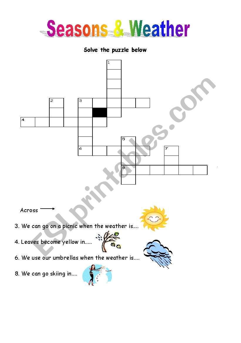seasons and weather puzzle worksheet