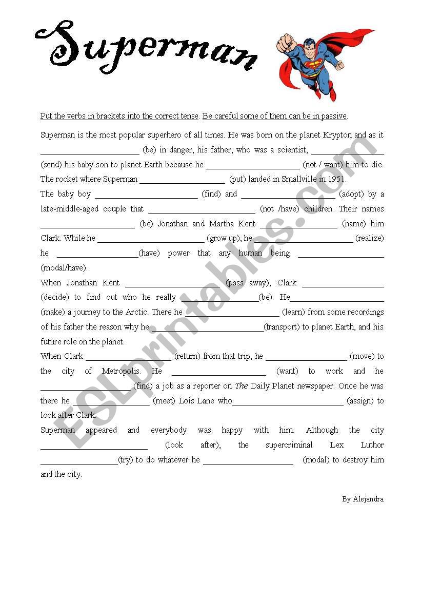 Superman worksheet