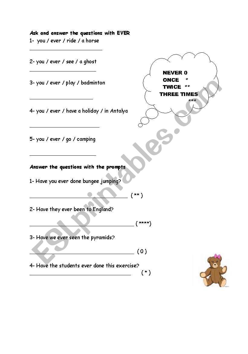 PRESENT PERFECT -EVER worksheet