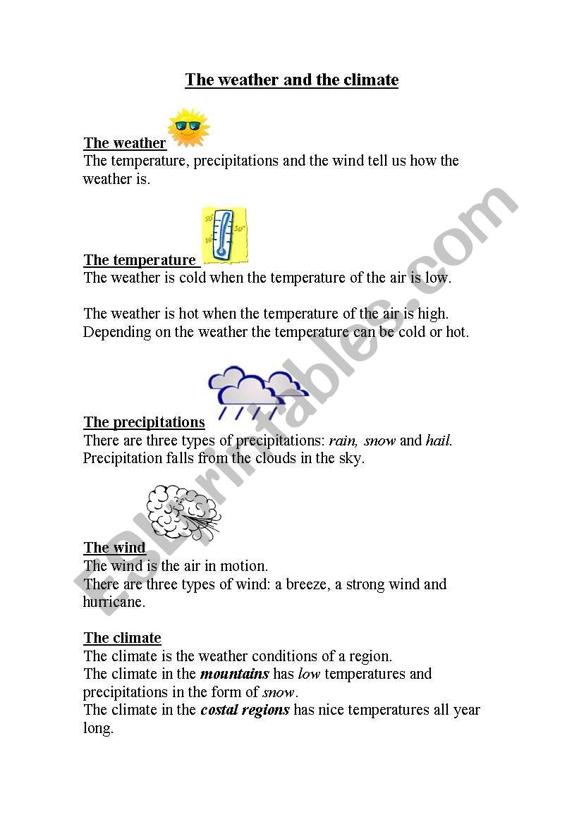 weather and climate worksheet