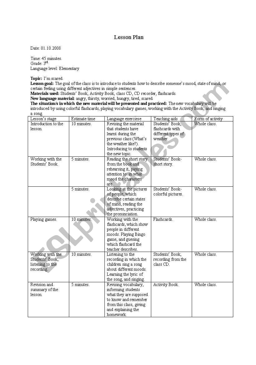 Lesson Plan worksheet