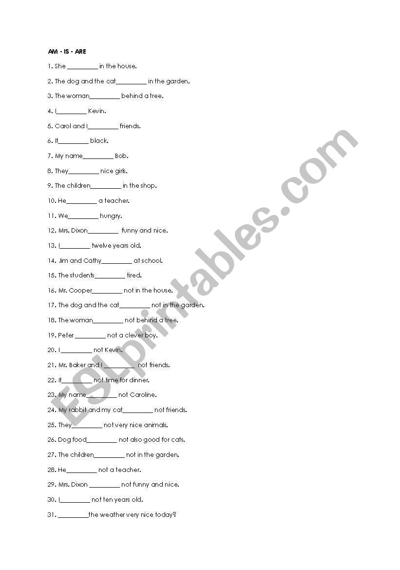 am-is-are worksheet