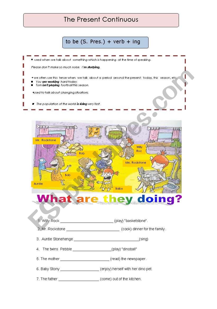 The present continuous worksheet