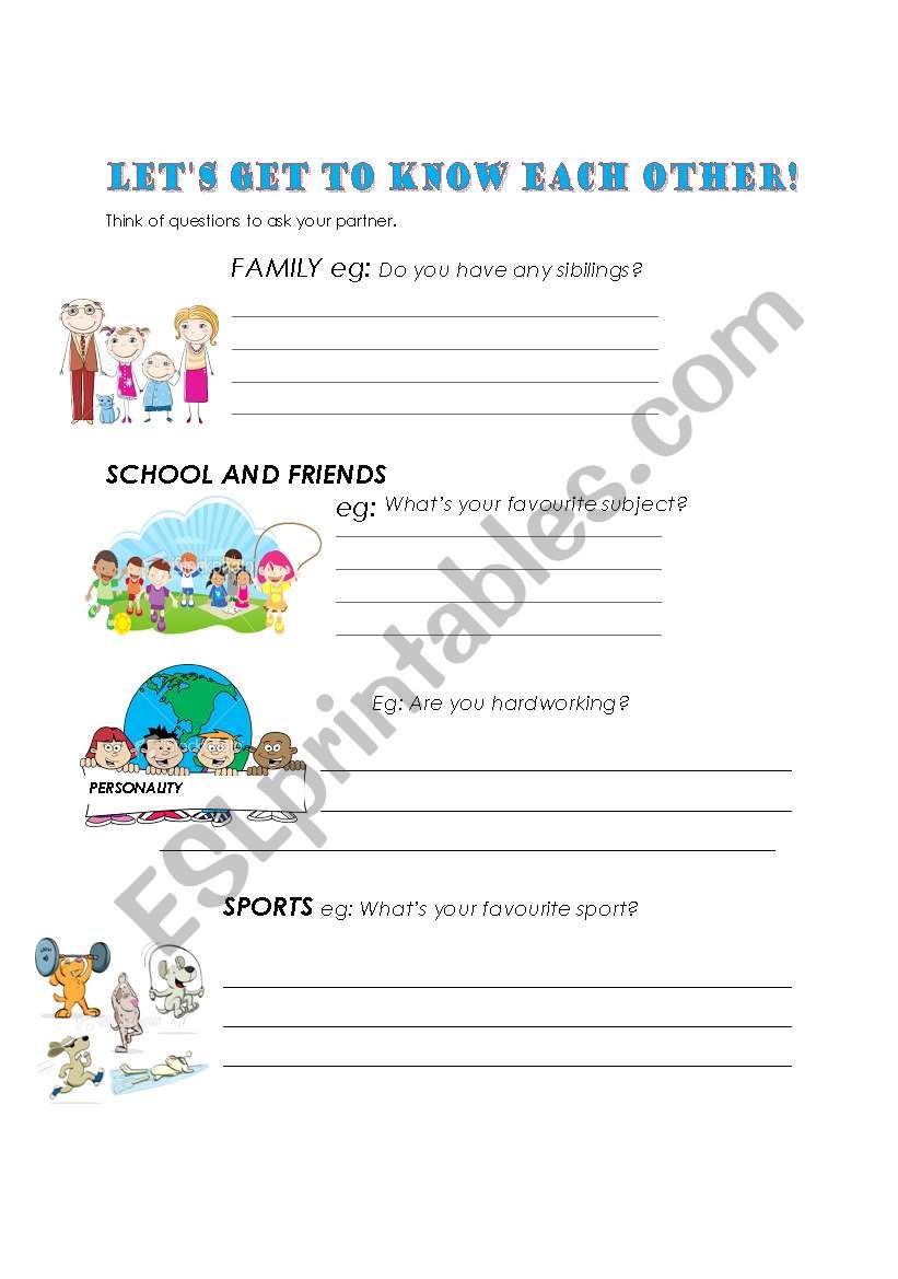 Lets get to know each other worksheet