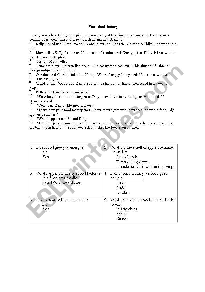 Food  worksheet