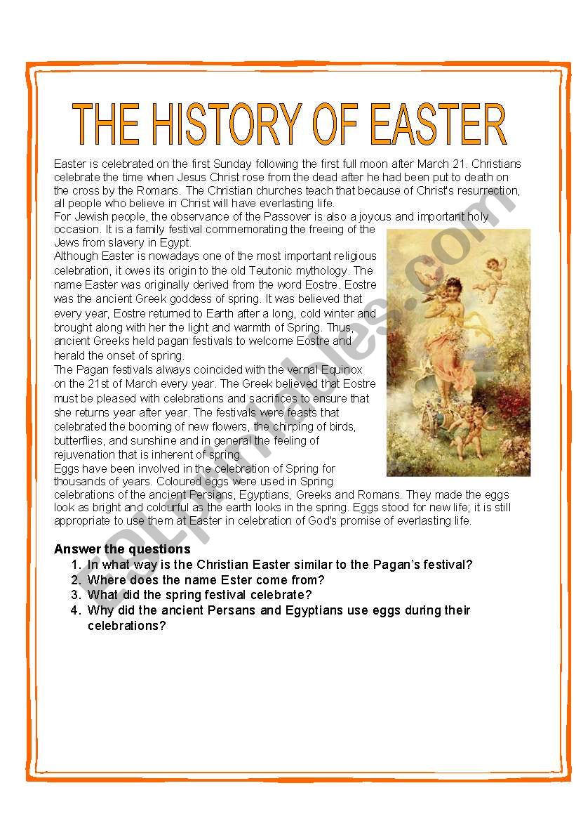 THE HISTORY OF EASTER worksheet