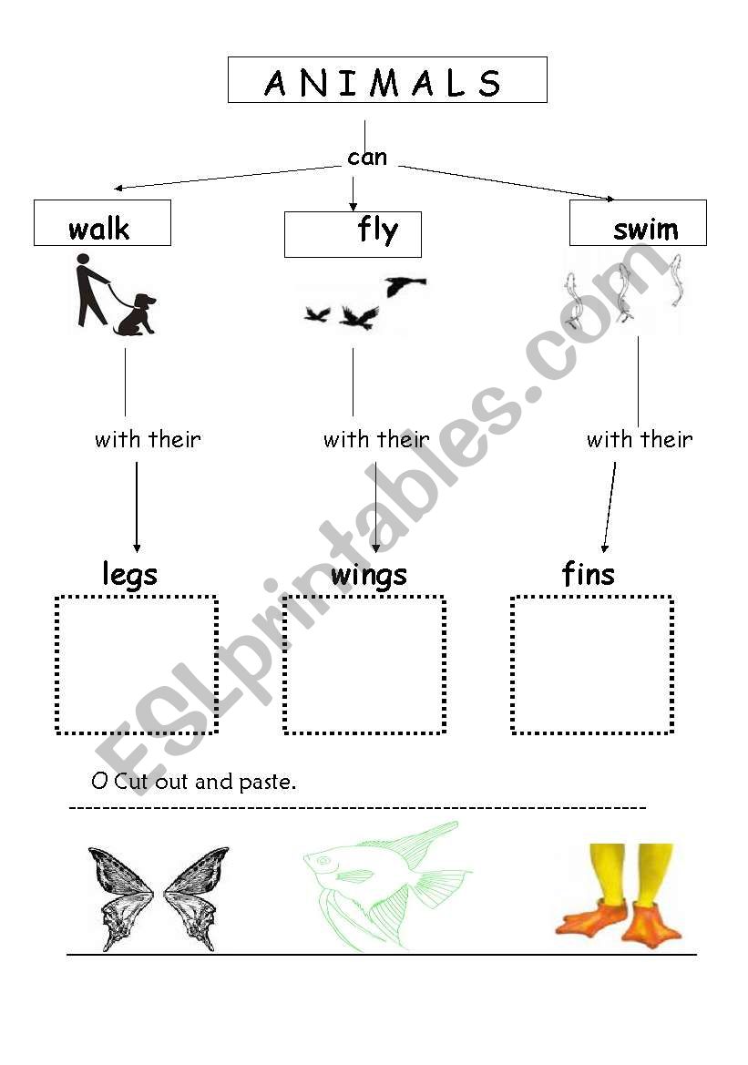 English worksheets: How animals move