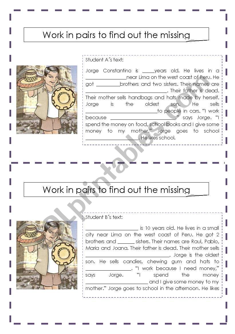 Present Simple - Pair work  worksheet