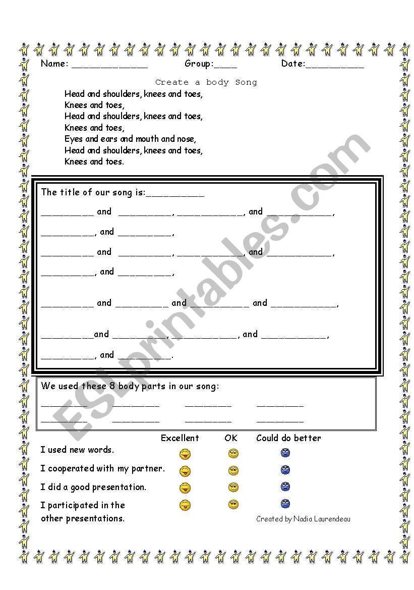 Create a Body Song worksheet