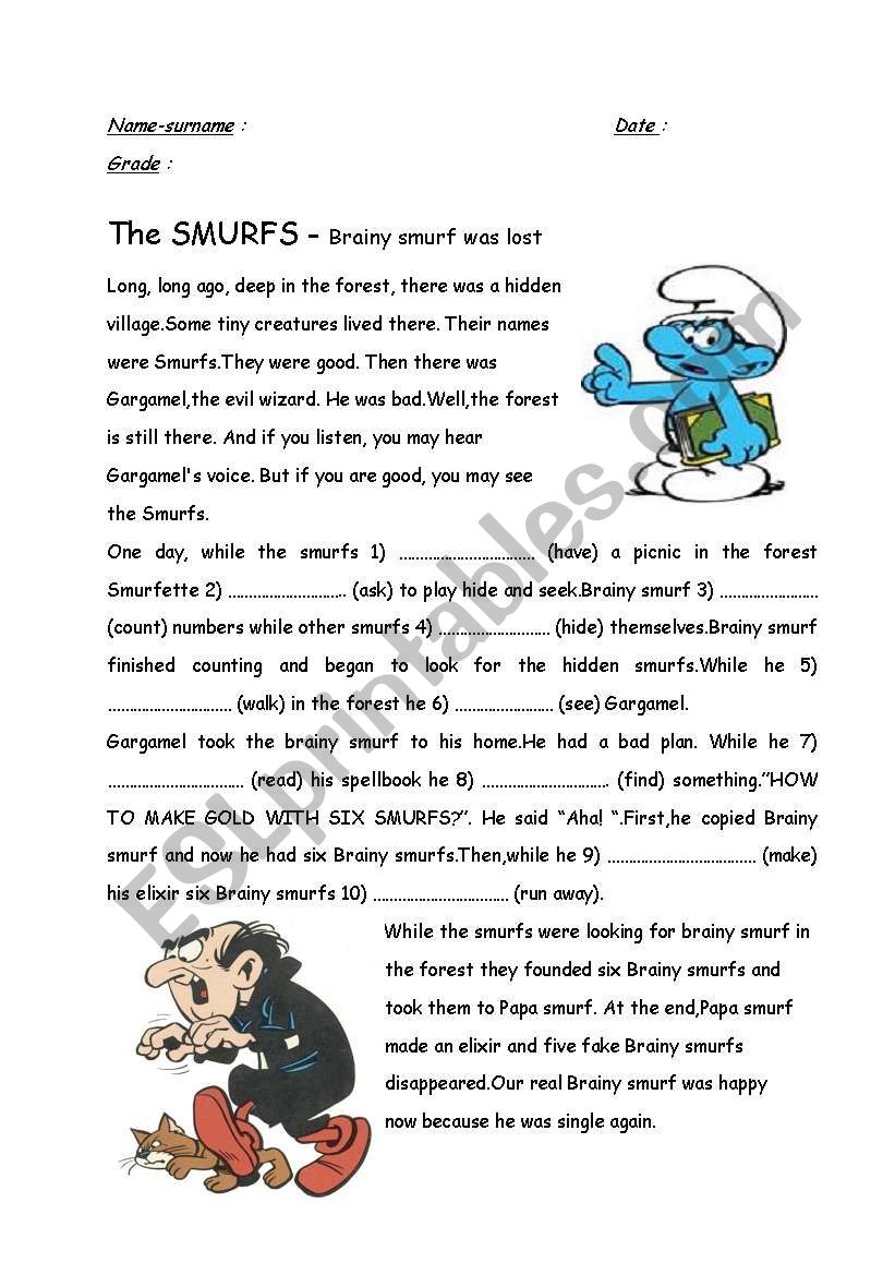 when/while -past continuous-the smurfs- 