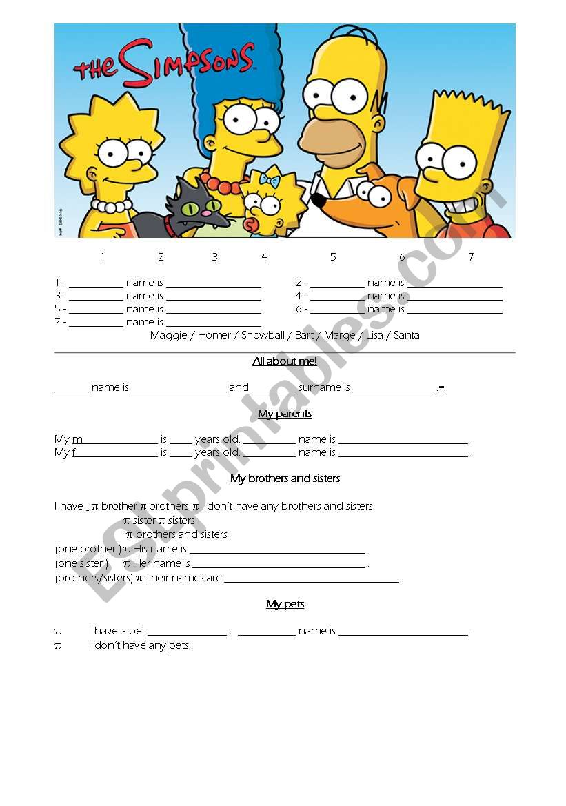 Simpsons possessive pronouns and family review