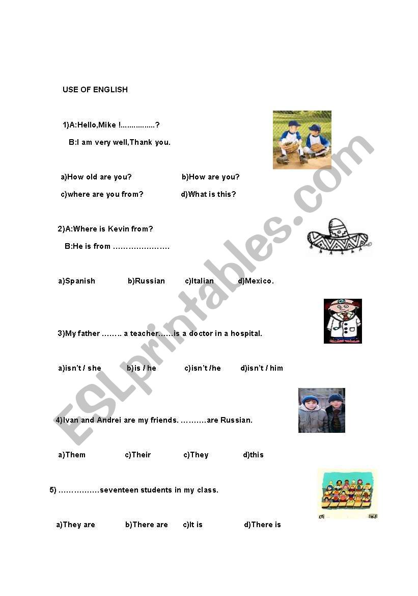 ENGLISH IN USE worksheet