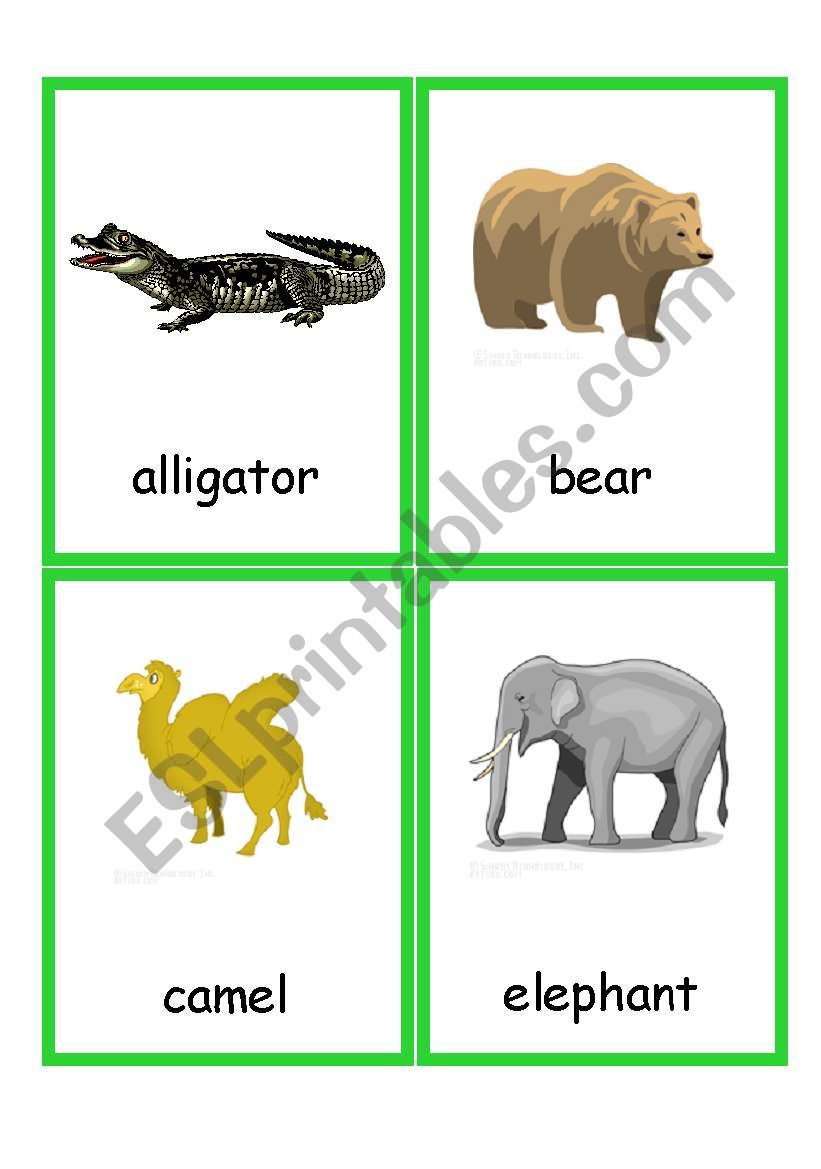 Zoo Animals Flashcards - ESL worksheet by Anna P