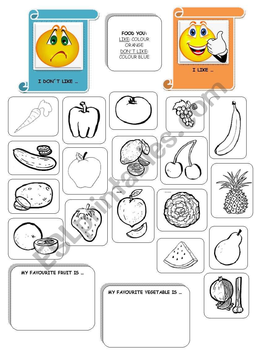 Food you like and donÂ´t like worksheet