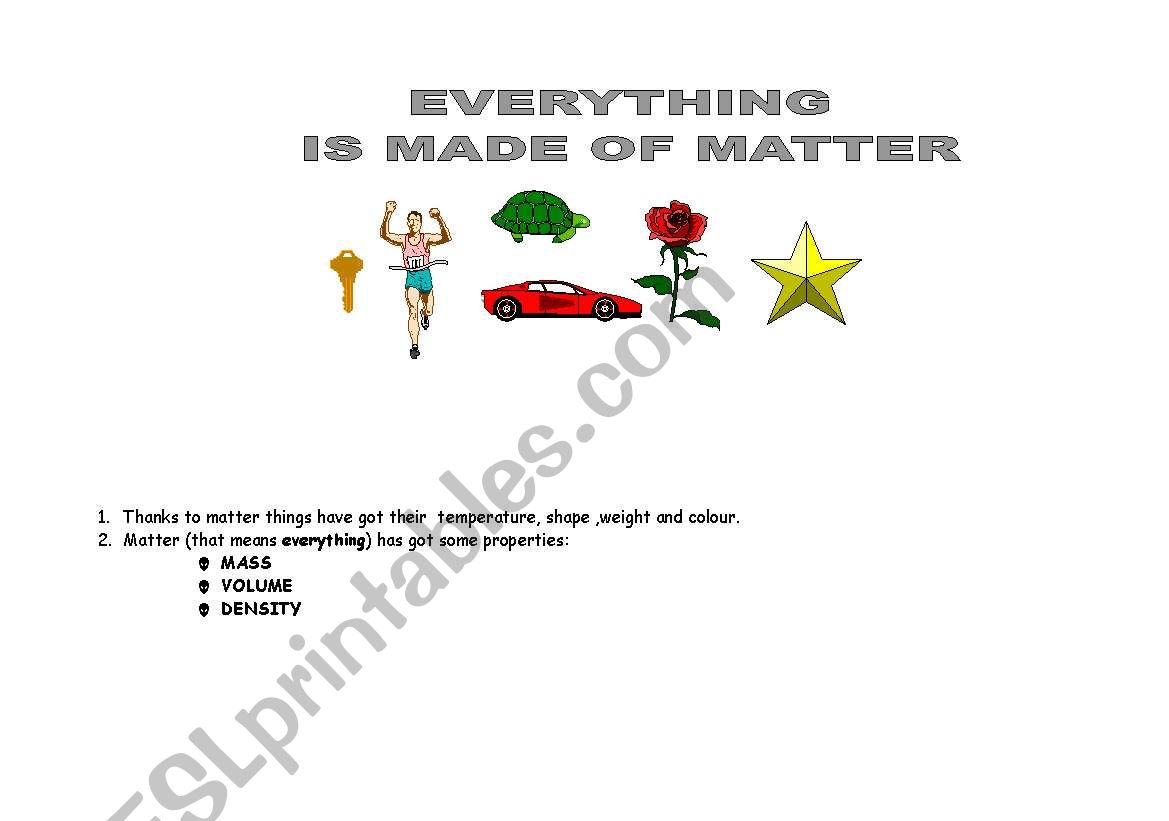 Matter and its properties worksheet