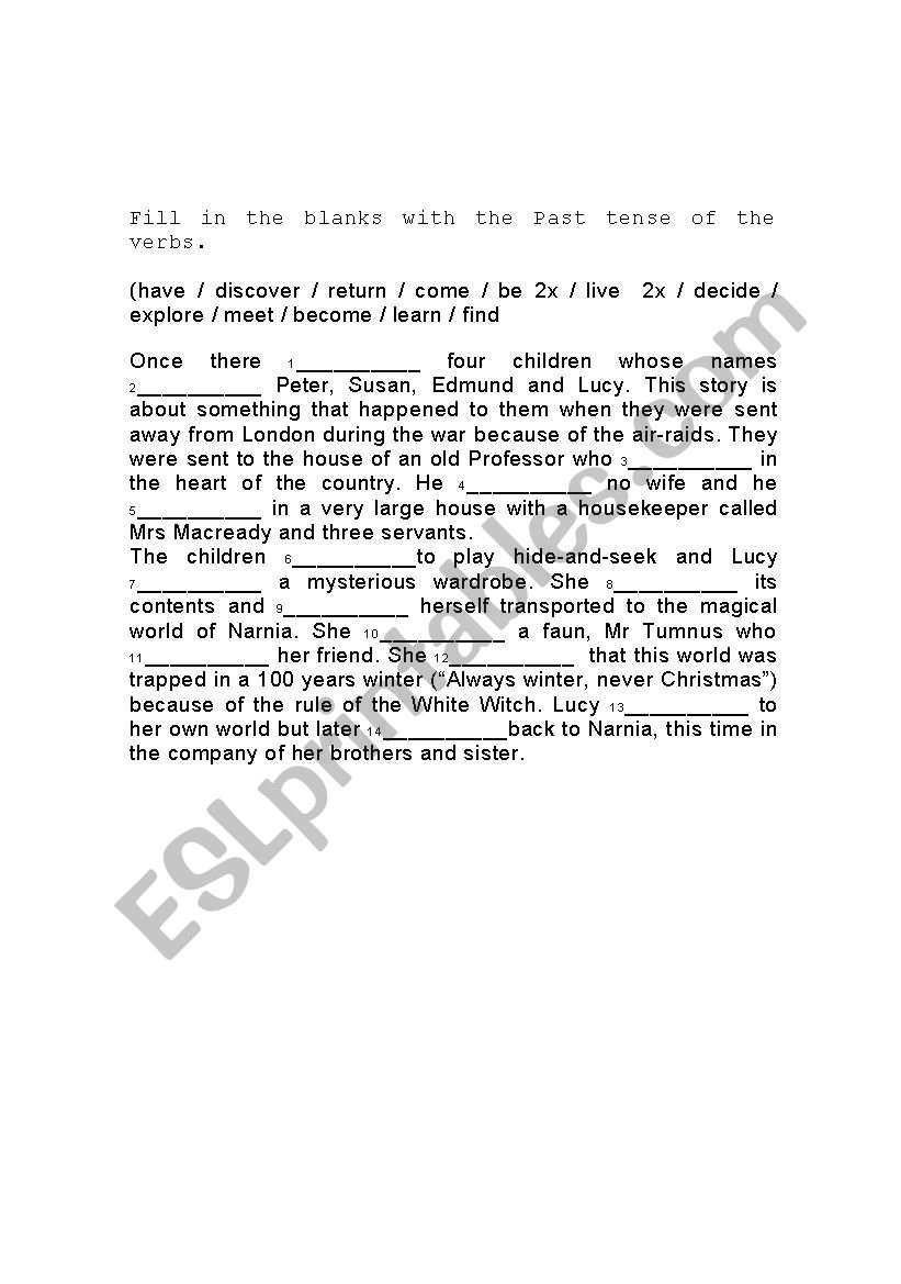 Simple past  worksheet