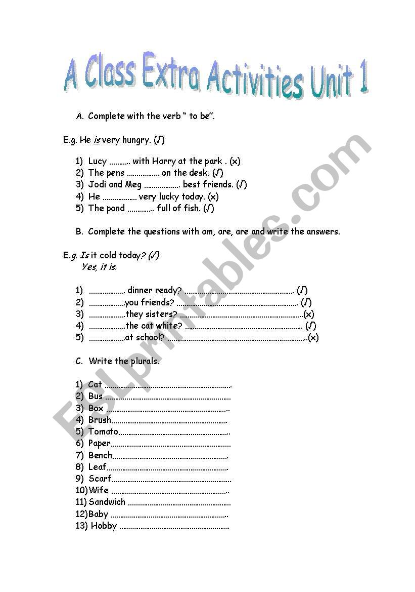 A class worksheet