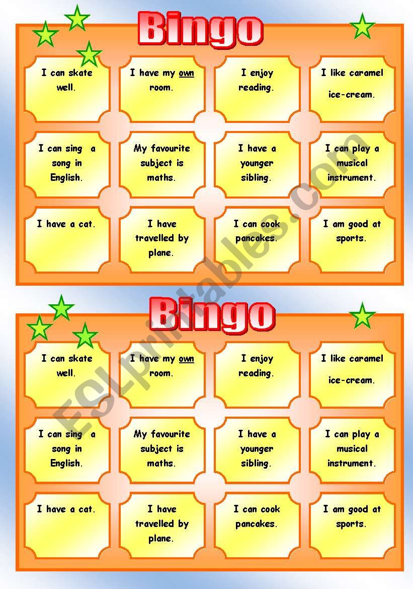 Get to know each other BINGO worksheet