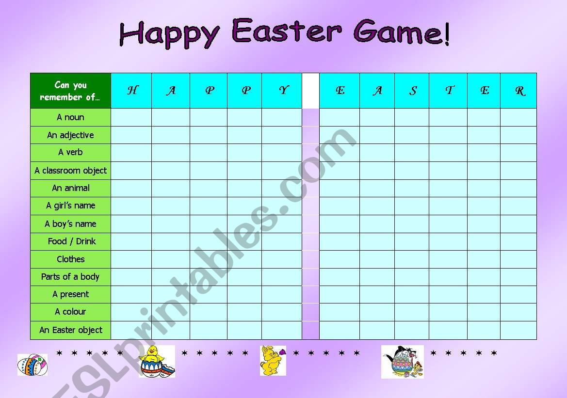 Happy Easter Game worksheet