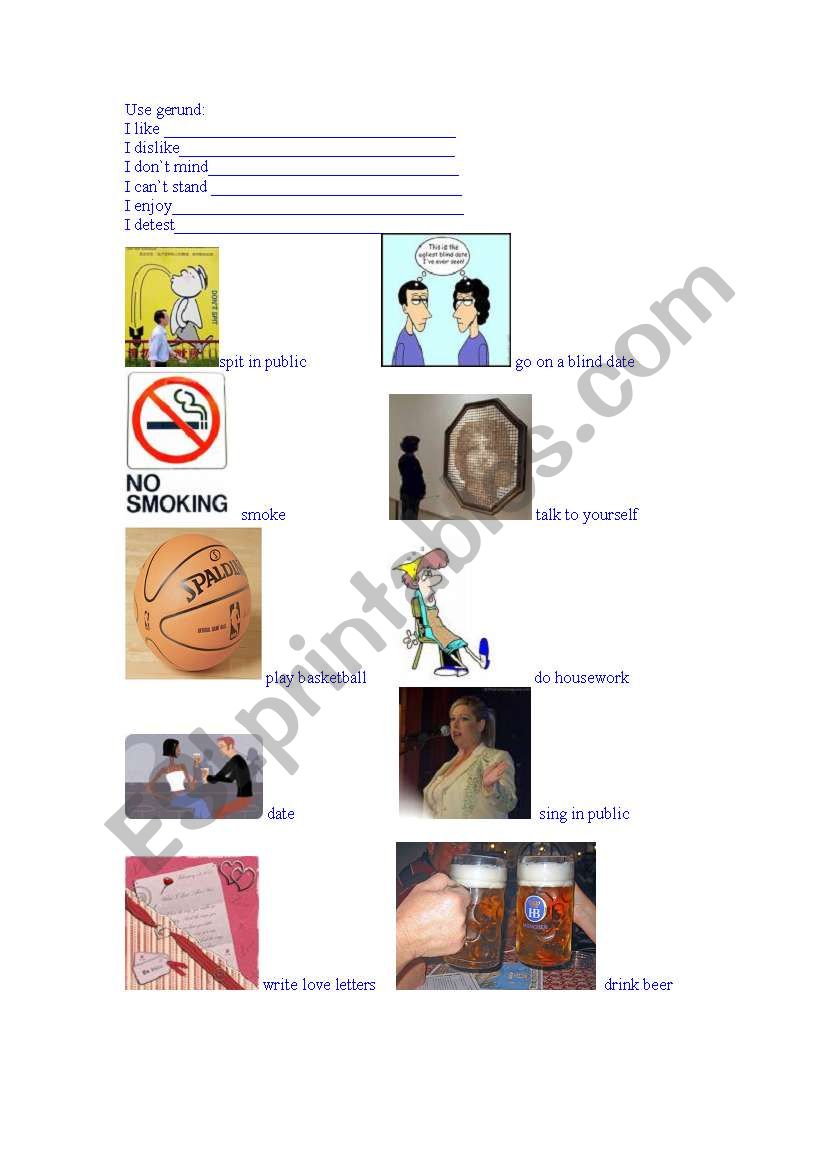 Gerund worksheet